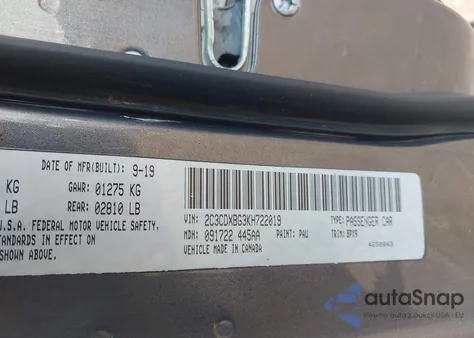 2019 Dodge Charger Sxt Rwd из США, поврежденный, VIN 2C3CDXBG3KH722019